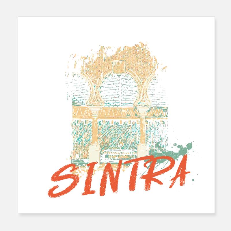 Moorish Architecture Sintra illustration Poster 8" x 8" (20x20 cm)