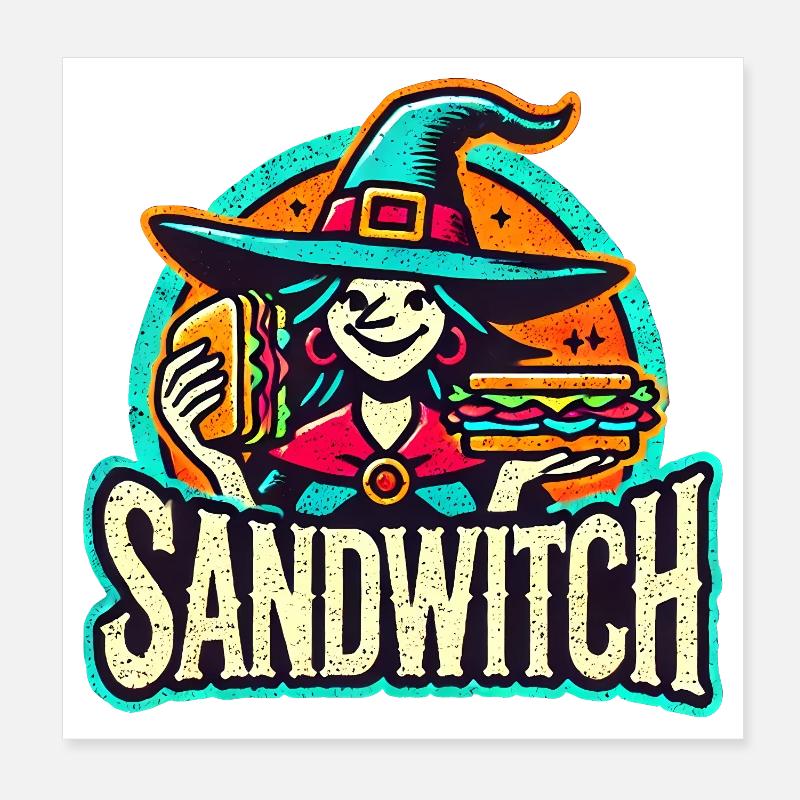 Sandwitch Witch Sandwich Halloween Poster 8" x 8" (20x20 cm)