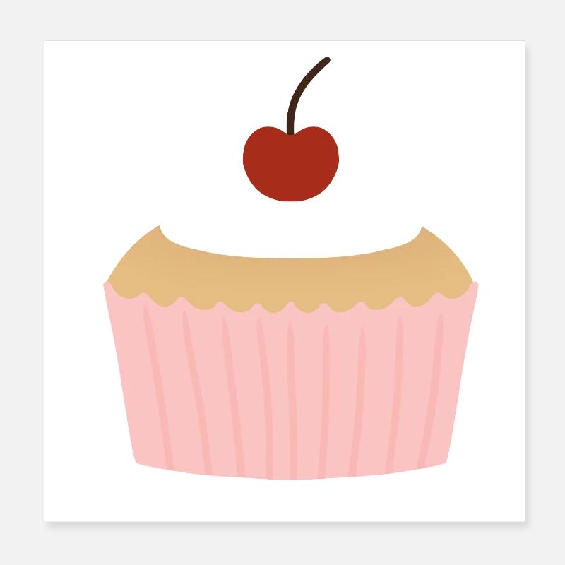 Pastel Cupcake with Cherry Poster 8" x 8" (20x20 cm)