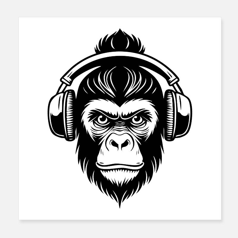 Monkey Head Chillout Lounge Vibe Edition Shirt Poster 8" x 8" (20x20 cm)