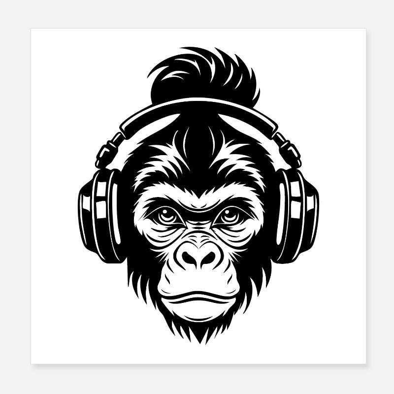 Funky Monkey Head Loop Beat Edition Shirt Poster 8" x 8" (20x20 cm)