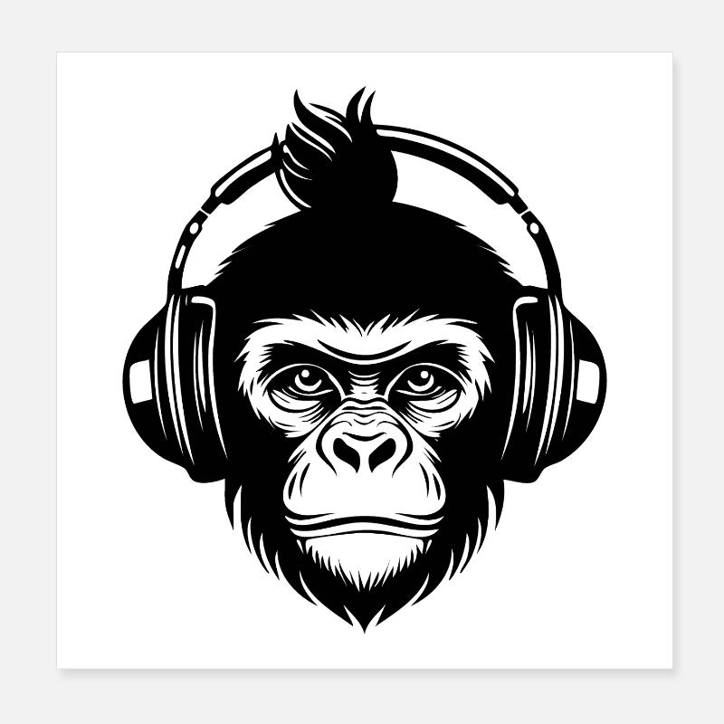 Beat Maker Monkey Head Studio Session Shirt Poster 8" x 8" (20x20 cm)