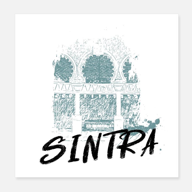 Moorish Architecture Sintra Monochrome Poster 8" x 8" (20x20 cm)