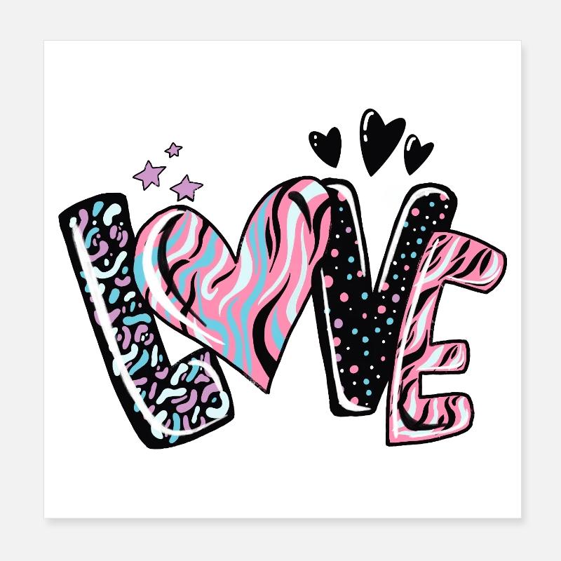 Love Kaleido Heart Pattern Poster 8" x 8" (20x20 cm)