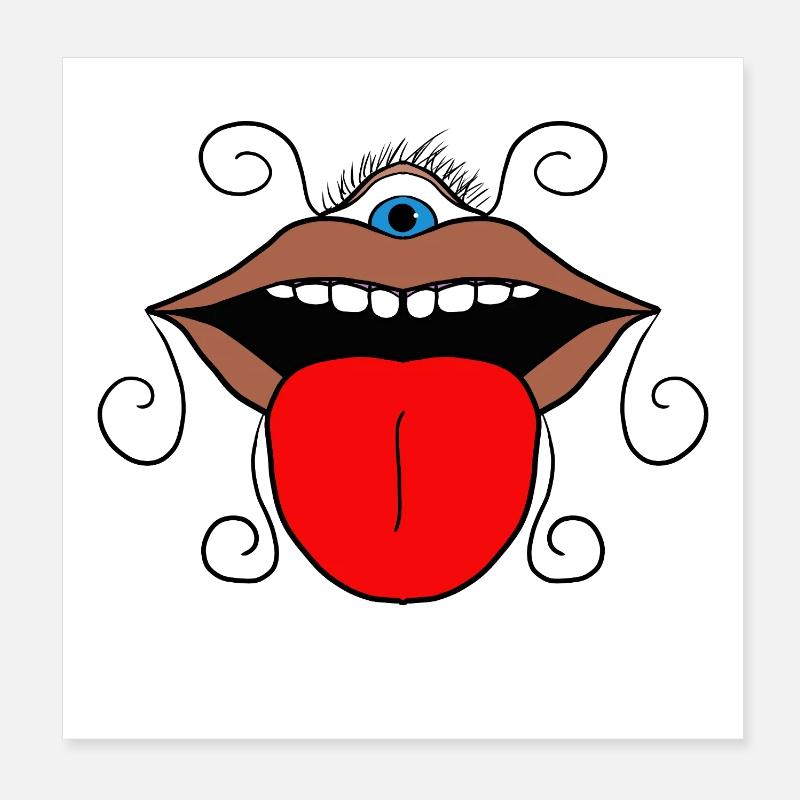 Bouche & Œil psychédélique Poster 20 x 20 cm