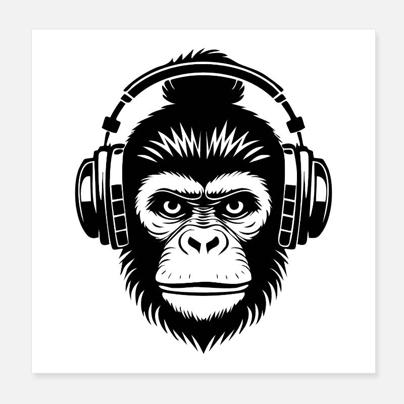 Chemise décontractée Monkey Head Chillout Lounge Beat Poster 20 x 20 cm