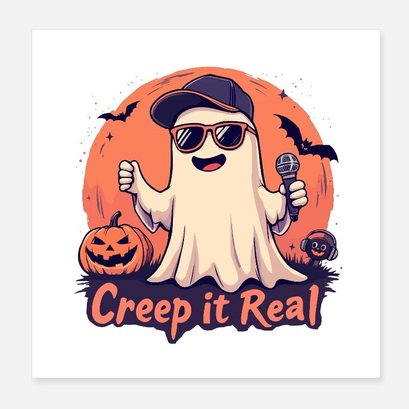 Creep It Real Ghost mit Mikrofon Poster 20x20 cm