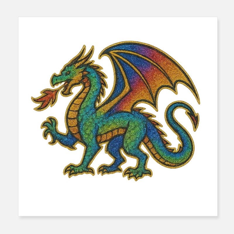 Regenbogen Drachenprint Poster 20x20 cm