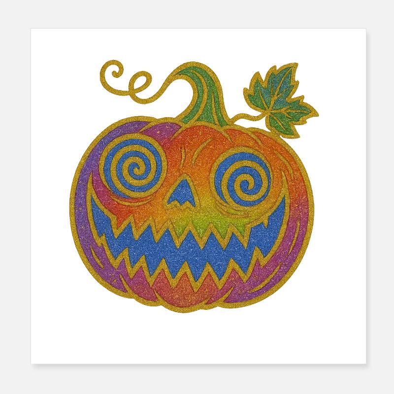 Psychedelic Halloween Pumpkin Poster 8" x 8" (20x20 cm)