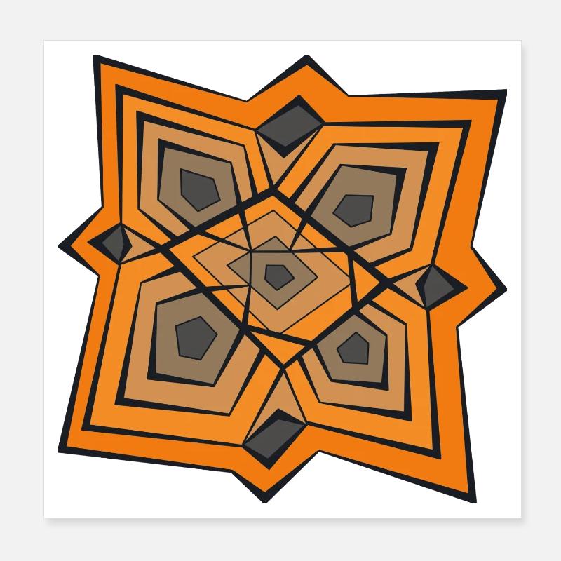 Mandala géométrique en oranges Poster 20 x 20 cm