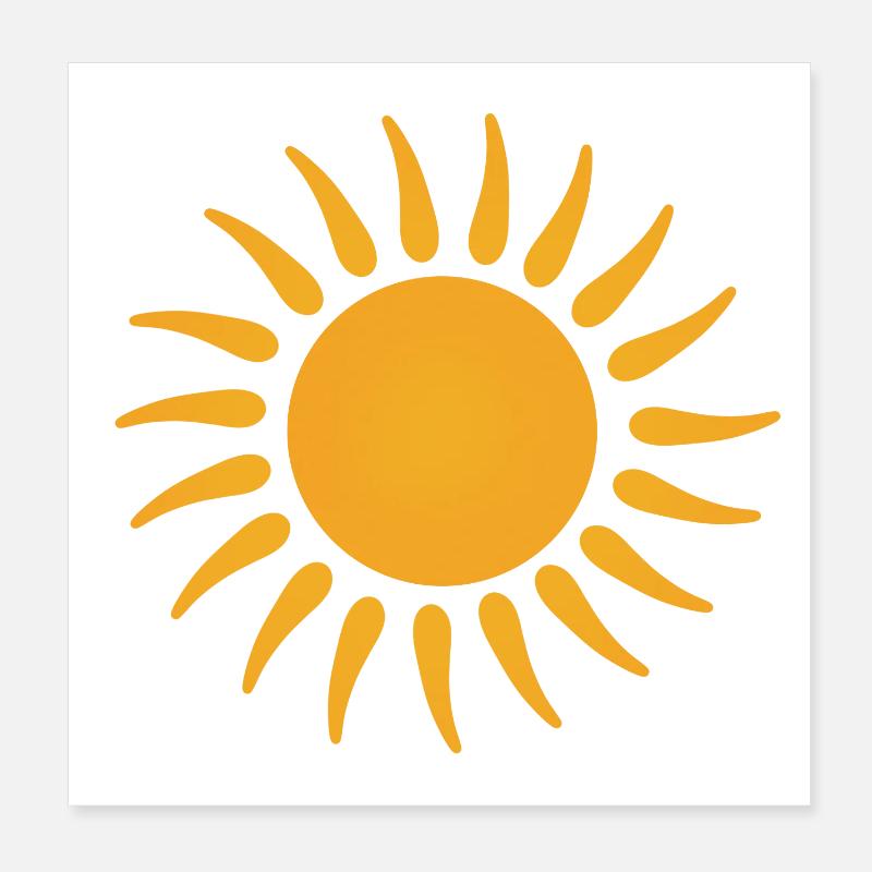 Graphique du soleil orange sunburst Poster 20 x 20 cm