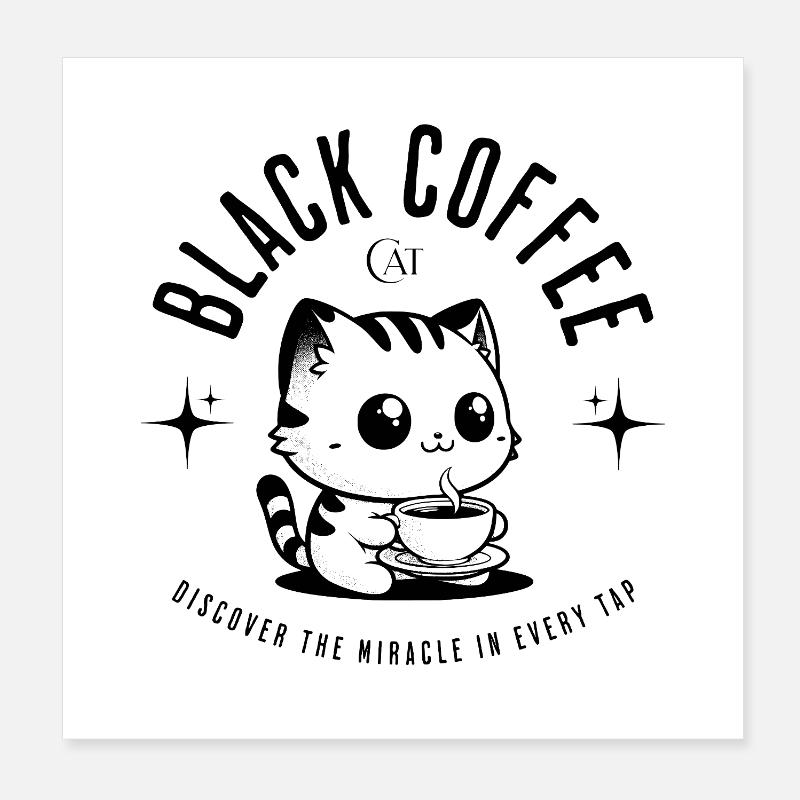 Caffè Nero Gatto – Black Cat Kaffee Poster 20x20 cm