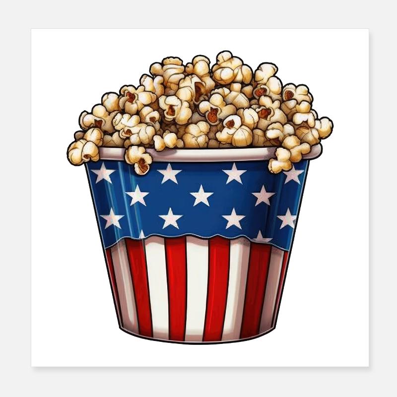 Popcorn Patriotic Eimer USA Poster 20x20 cm