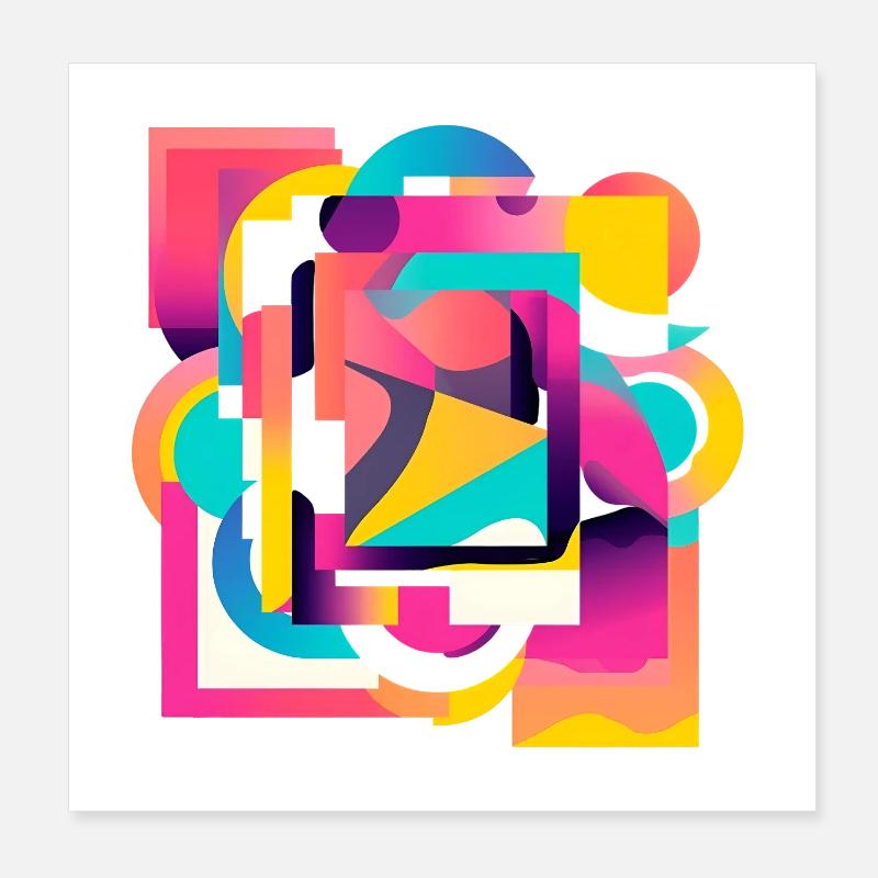 Kaleidoscopic Color Geometry Abstract Poster 8" x 8" (20x20 cm)