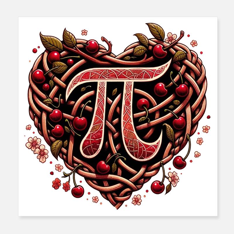 Gewebtes Kirschherz Pi Design Poster 20x20 cm