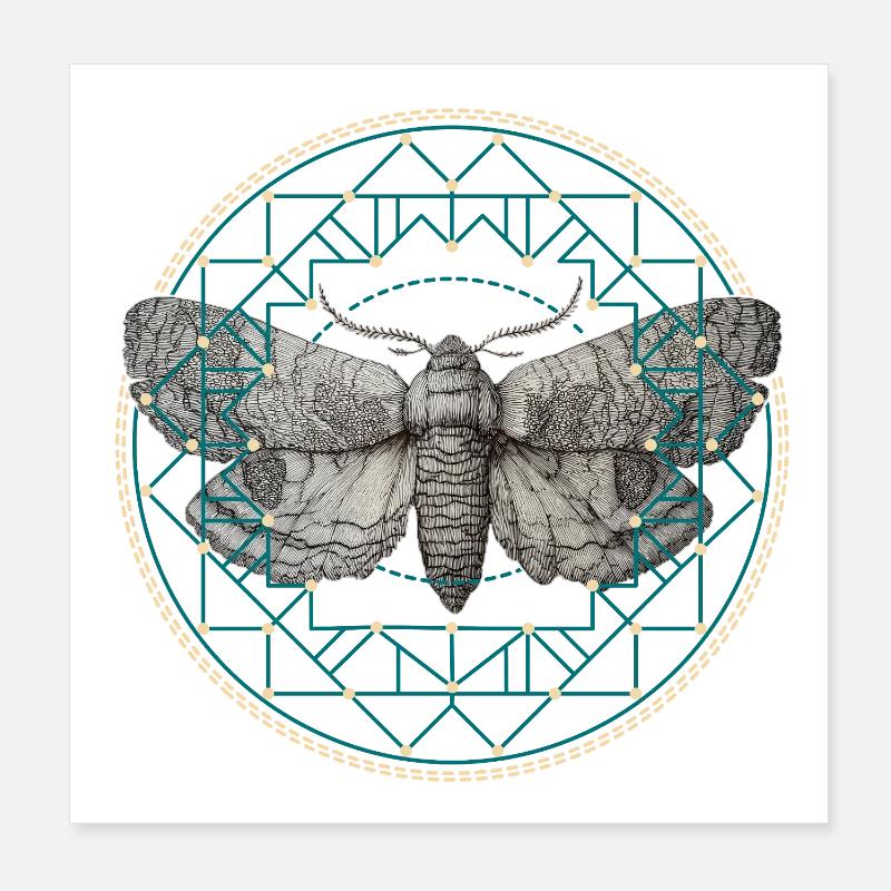 Moth Sacred Geometry Poster 8" x 8" (20x20 cm)