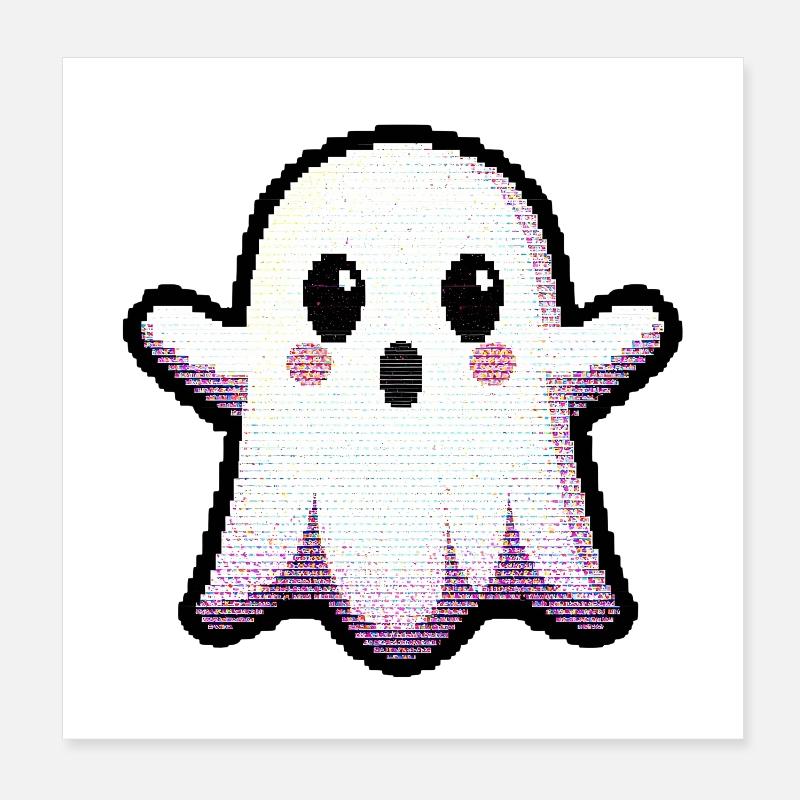 Glitch Pixel Geist sagt "Boo!" – Süß & Retro Poster 20x20 cm