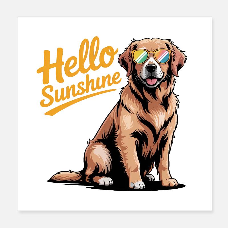 Hello Sunshine - Cool Golden Retriever Logo pour animaux de compagnie Poster 20 x 20 cm
