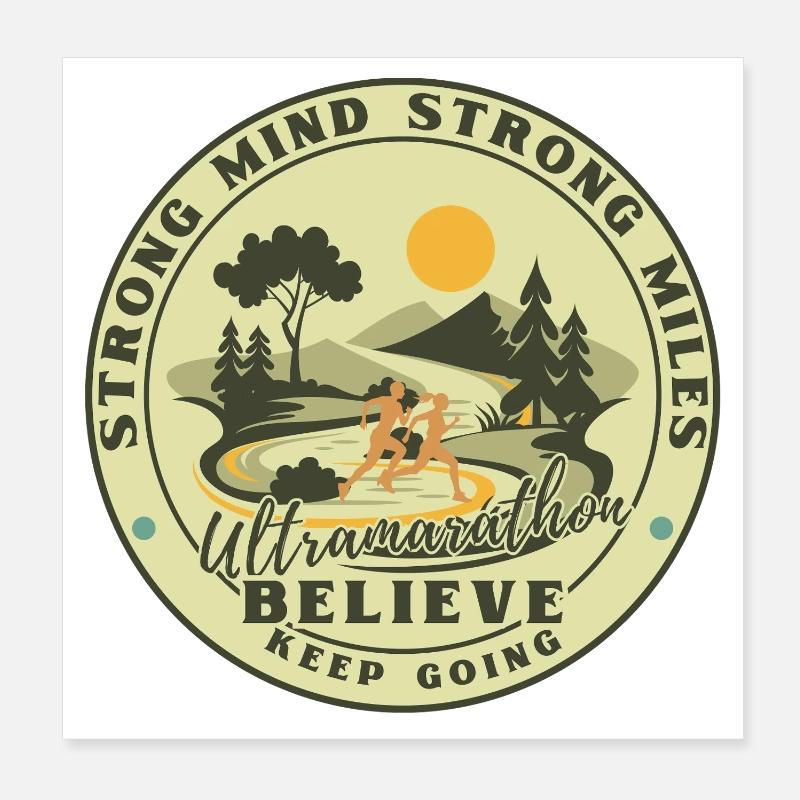 Ultramarathon Traillrunnermotiv  Poster 20x20 cm