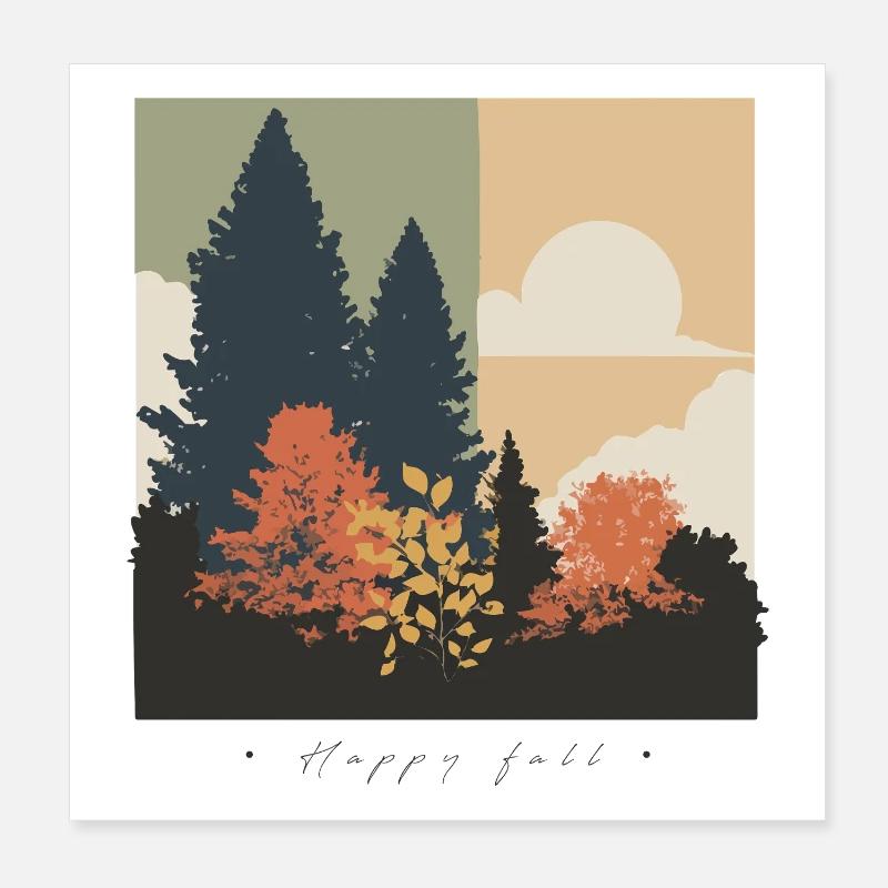 Herbstliche Waldsilhouette Poster 20x20 cm