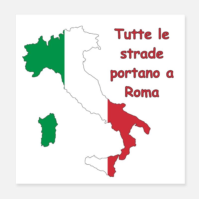 Drapeau italien avec slogan Poster 20 x 20 cm