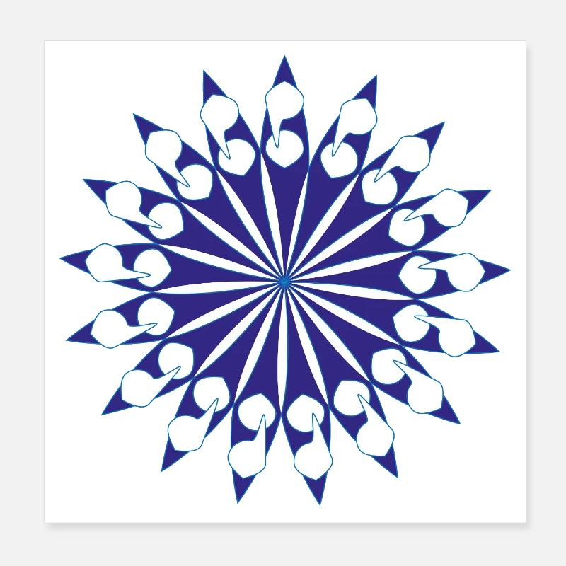 Bleu Blanc Étoile Spirale Poster 20 x 20 cm