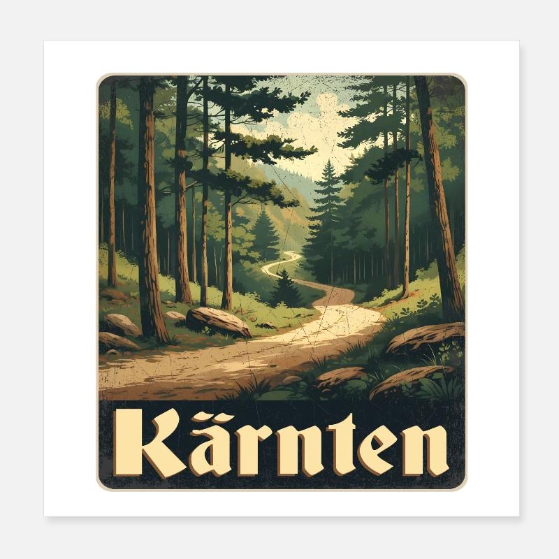 Kärnten Waldweg Poster 20x20 cm