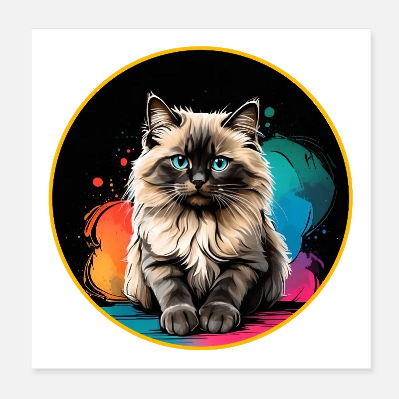 Portrait de chat Ragdoll Poster 20 x 20 cm