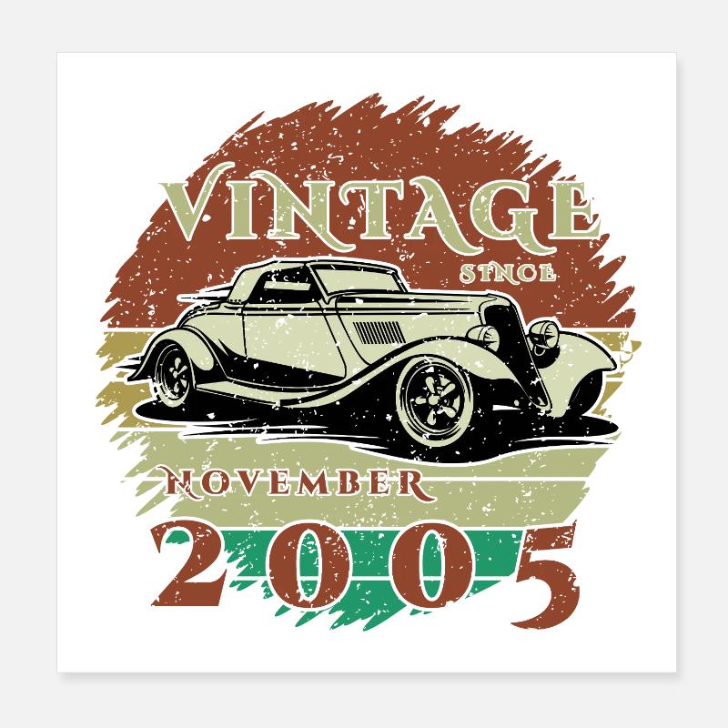 20. Geburtstag - Klassiker - Vintage since 11/2005 Poster 20x20 cm