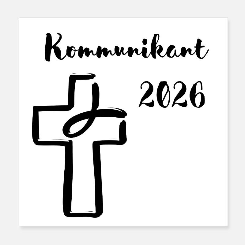 Communicant 2026 First Communion Fish Cross Poster 8" x 8" (20x20 cm)
