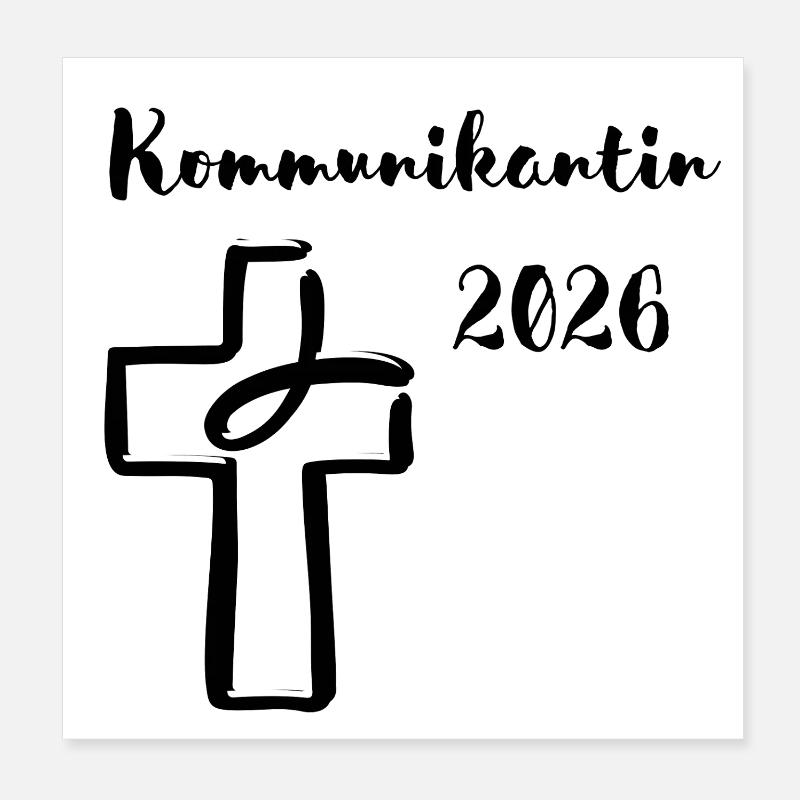 Communicant 2026 Initial Communication Fish Cross Poster 8" x 8" (20x20 cm)