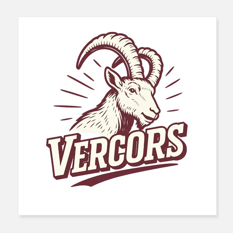 Vercors Ibex Retro Emblem Poster 20x20 cm
