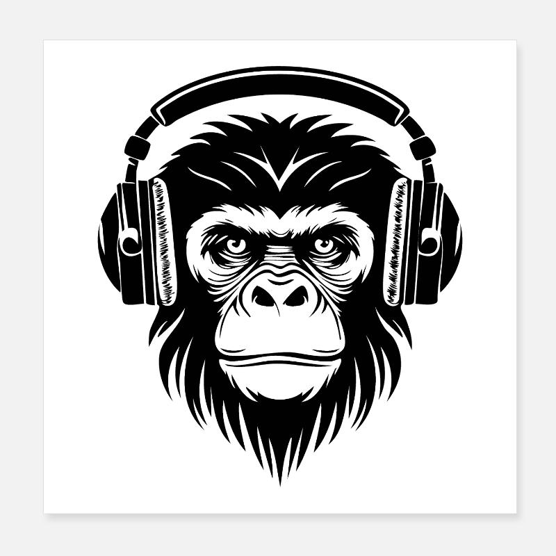 Sketchy Monkey Head Cartoon Vibe Edition Shirt Poster 8" x 8" (20x20 cm)