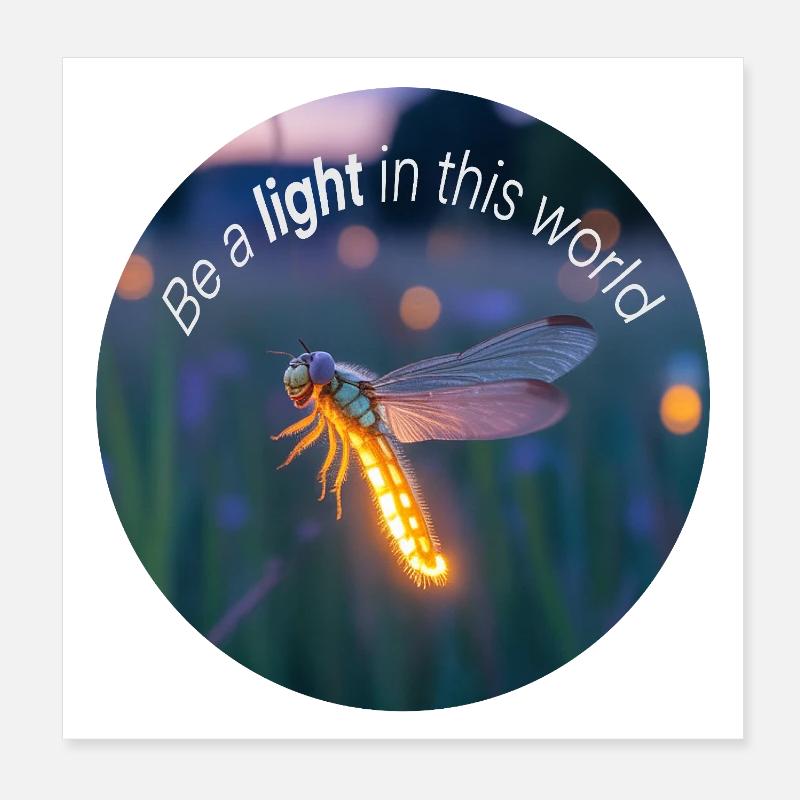 Luciole lumineuse avec un message positif Poster 20 x 20 cm