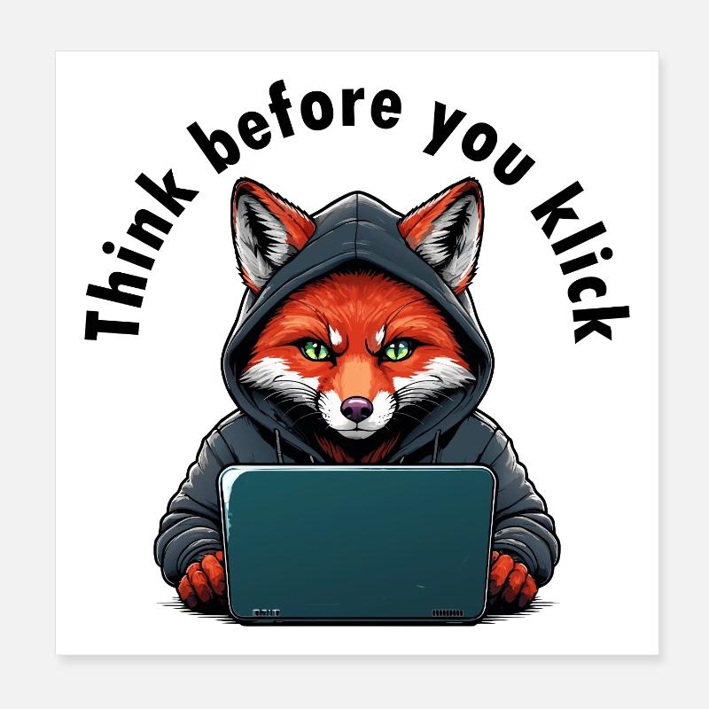 Réfléchissez avant de cliquer - Cybersécurité Poster 20 x 20 cm