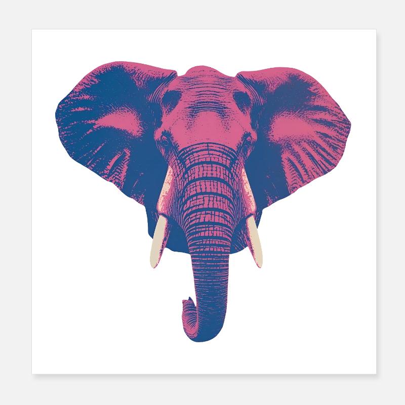 Bunter Elefantenkopf — Mutiges Pop-Art-Design Poster 20x20 cm