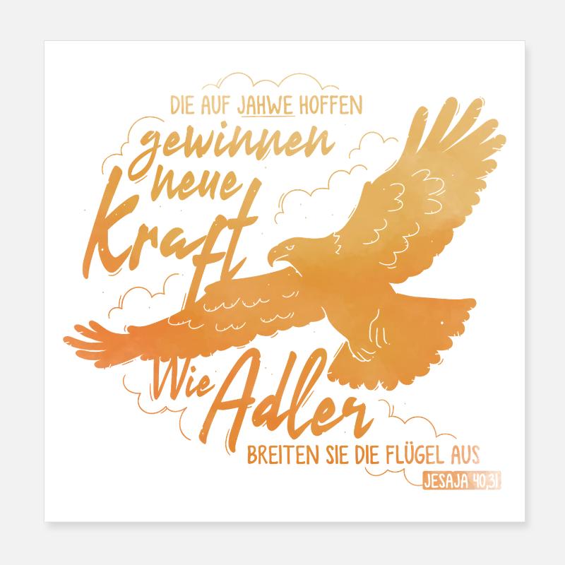 Isaiah 40:31 - Like Eagle Lettering Poster 8" x 8" (20x20 cm)