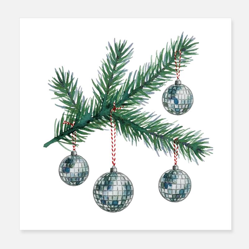 Tannenzweig Disco Ornamente Poster 20x20 cm