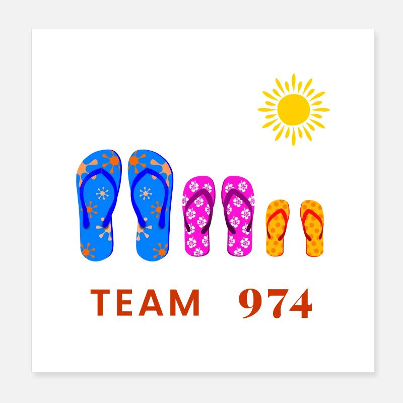 Team 974 Tropical Sun Flip Flops Poster 20x20 cm