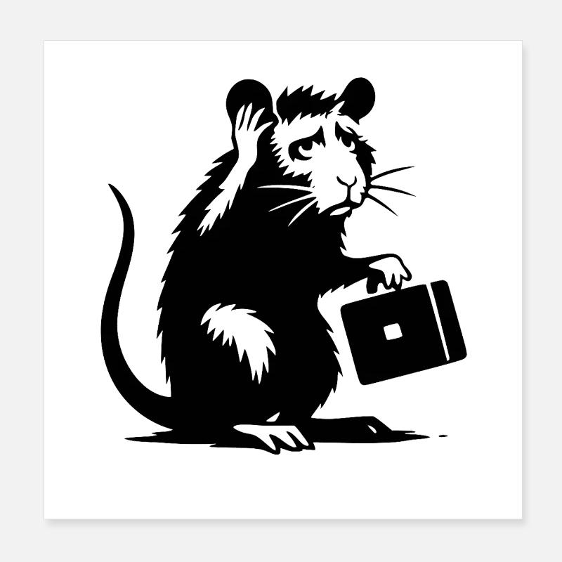 Rat avec mallette Poster 20 x 20 cm