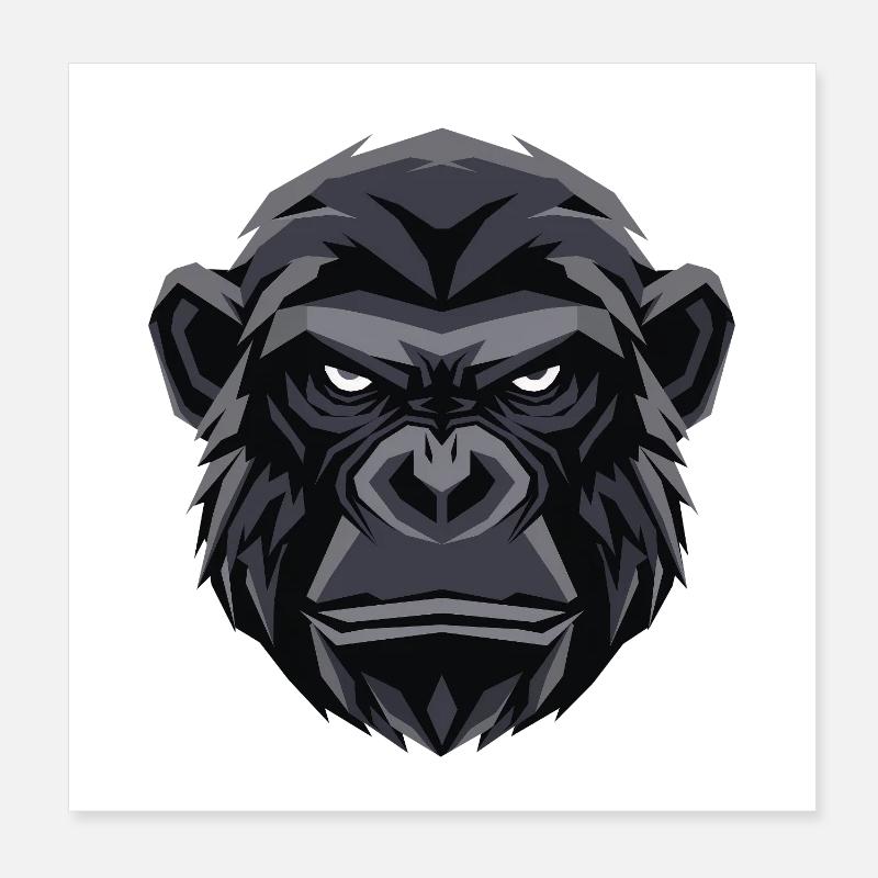 Geometric Gorilla Head Poster 8" x 8" (20x20 cm)