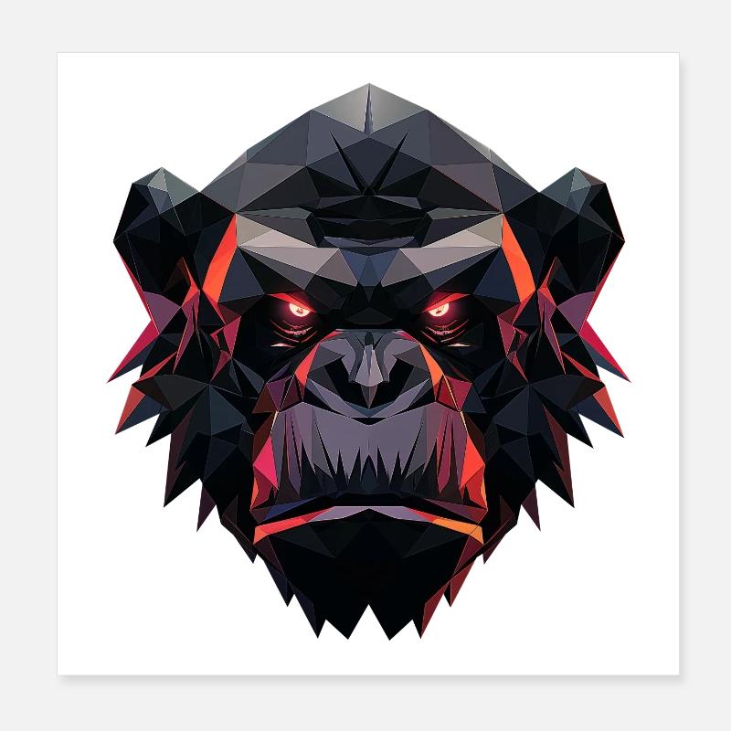 Gorilla Prism Head Low Poly Art Design Poster 8" x 8" (20x20 cm)