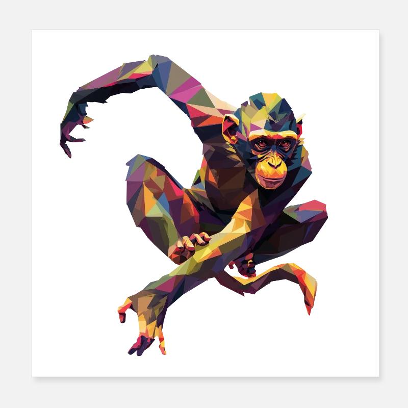 Geometric Colorful Monkey Poster 8" x 8" (20x20 cm)