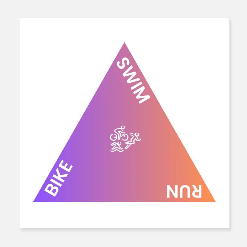 Triathlon Triangle Gradient Poster 8" x 8" (20x20 cm)