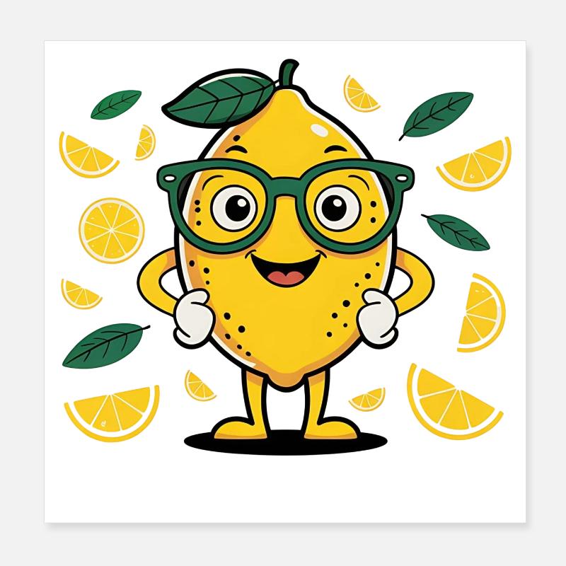 Zitrone mit Brille Poster 20x20 cm