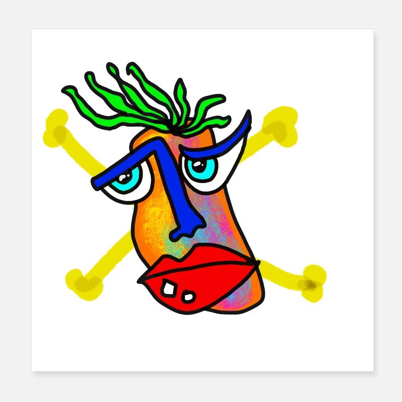 Visage coloré avec fond d’os Poster 20 x 20 cm