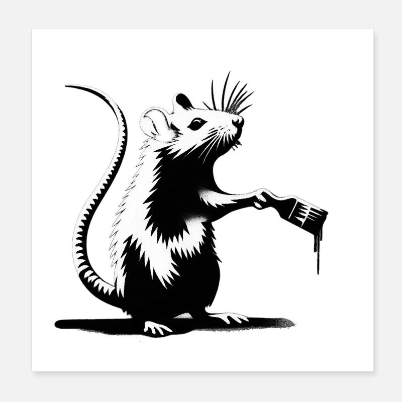 Rat Paints Drop Paint | Own saying Poster 8" x 8" (20x20 cm)