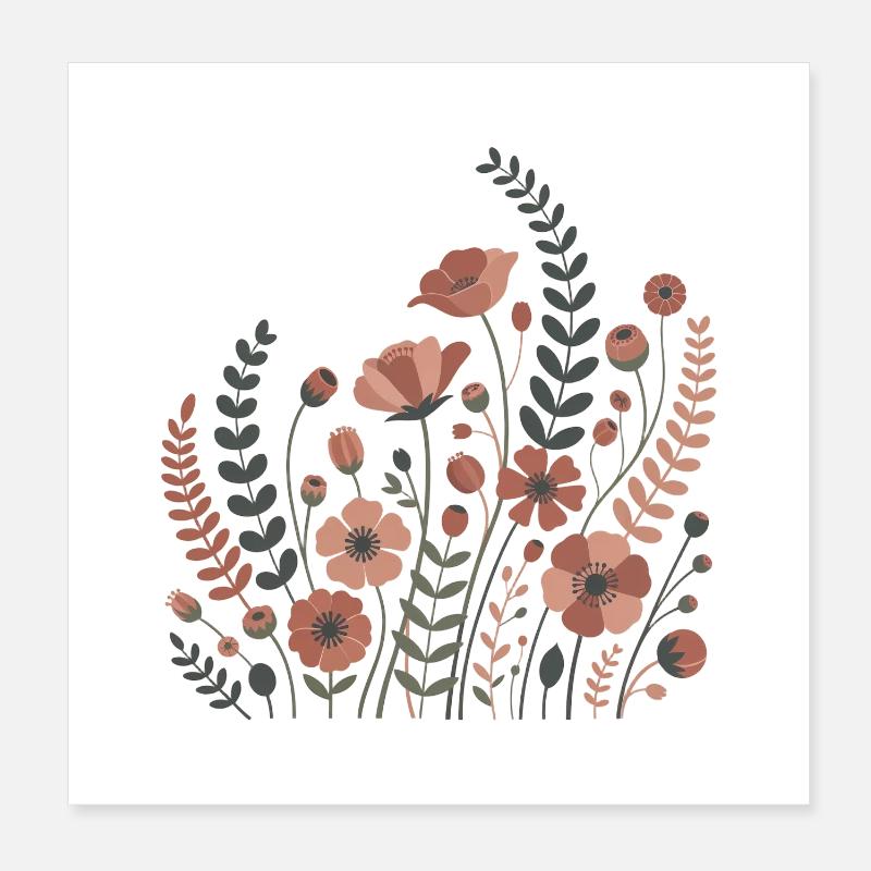 Boho Flowers – Blooming Harmony Poster 8" x 8" (20x20 cm)