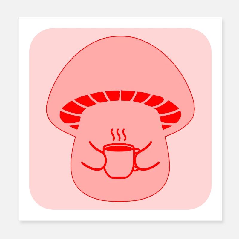 COFFEE MUG MUSHROOMS Poster 8" x 8" (20x20 cm)
