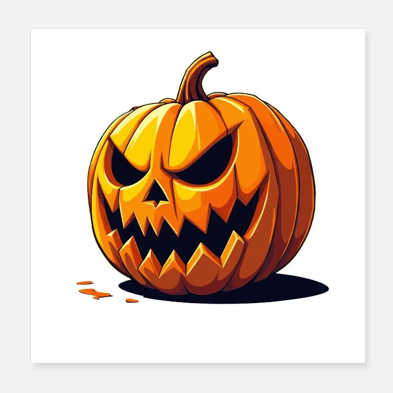 Grim Pumpkin Halloween Look Poster 8" x 8" (20x20 cm)